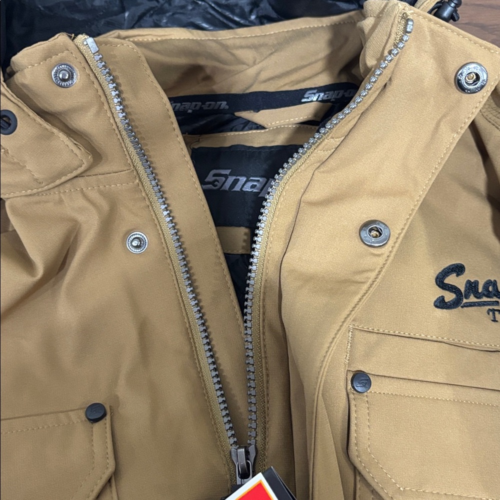 Snap-on Tools Hooded Work Jacket Wind & Water Resistant Tan XL NWT — Size XL - Picture 9 of 13
